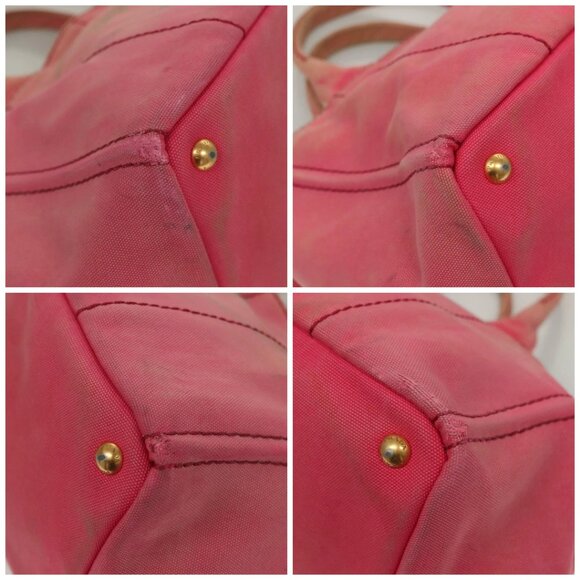 PRADA Canapa GM Hand Bag Canvas Pink Gold Auth bs28066 - Picture 16 of 16